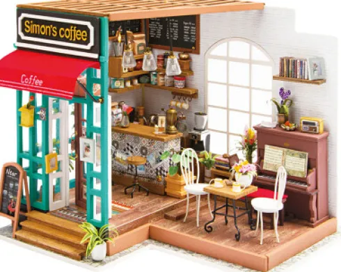 Miniaturerum - Kaffebar - H 19 CM - L 22,6 CM - B 19,4 CM - 1 Stk