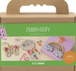 Mini DIY Kit Broderi - Sommerfugl - Musling - Regnbue - Assorterede Farver