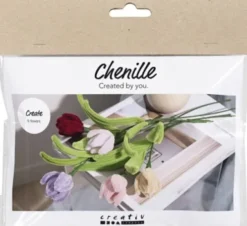 Mini DIY Kit Chenilleblomster - Tulipaner - Assorterede Farver