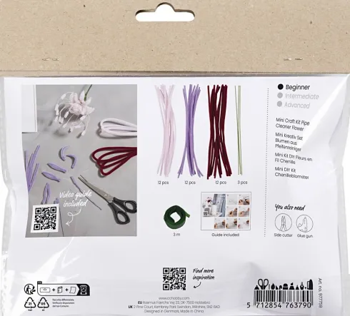 Mini DIY Kit Chenilleblomster - Spider Lily - Soft Rosa - Lys Lilla - Mørk Rød