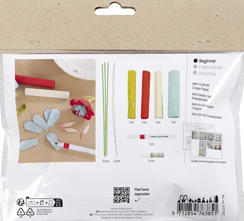Mini DIY Kit Crepepapir - Crepeblomster - Pastelfarver