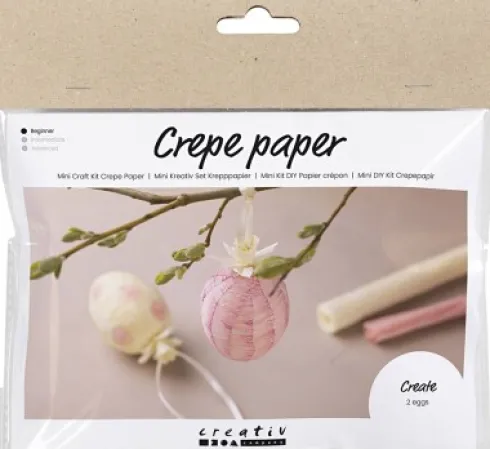 Mini DIY Kit Crepepapir - Æg - Lys Pink - Lys Gul