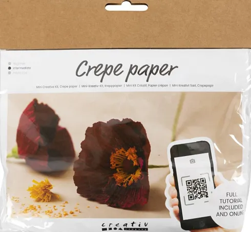 Mini DIY Kit Crepepapir - Valmuer - Stræk/Crepe 180% - 105 G