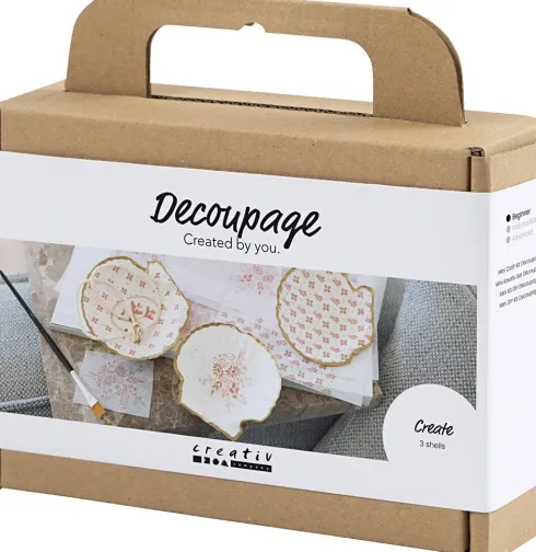 Mini DIY Kit Decoupage - Muslingeskaller - Soft Rosa