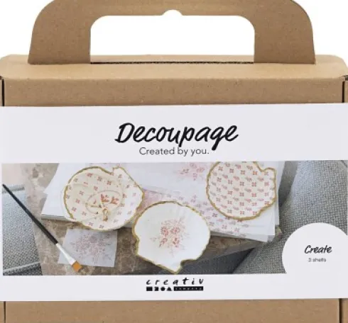 Mini DIY Kit Decoupage - Muslingeskaller - Soft Rosa