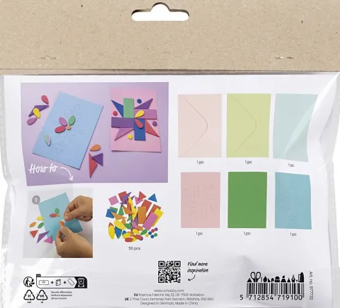 Mini DIY Kit Dekoration - Dekorerede Kort - Blå - Grøn - Pink - 1Pk