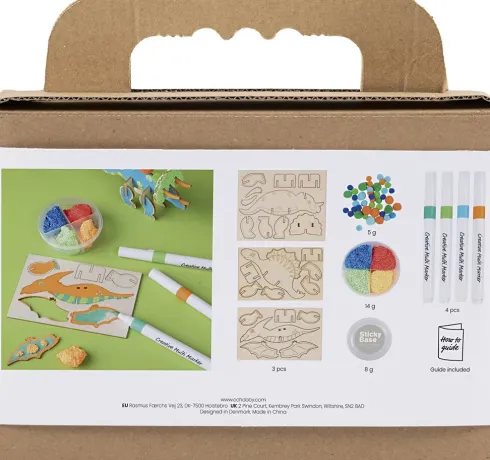Mini DIY Kit Dekoration - Dinosaur - Rød - Blå - Grøn - Orange