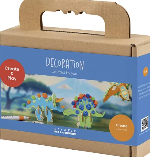 Mini DIY Kit Dekoration - Dinosaur - Rød - Blå - Grøn - Orange