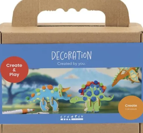 Mini DIY Kit Dekoration - Dinosaur - Rød - Blå - Grøn - Orange