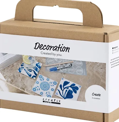 Mini DIY Kit Dekoration - Porcelæns Coasters - Blå