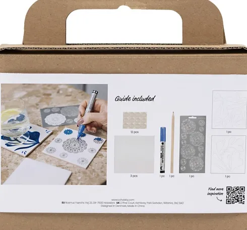 Mini DIY Kit Dekoration - Porcelæns Coasters - Blå