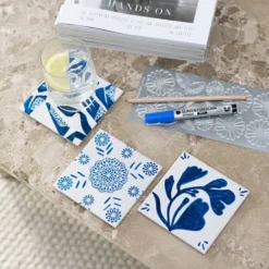 Mini DIY Kit Dekoration - Porcelæns Coasters - Blå