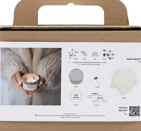 Mini DIY Kit Lysstøbning - Soyalys Med Aventurin Og Aventyst - Creme - Off White - 1Pk