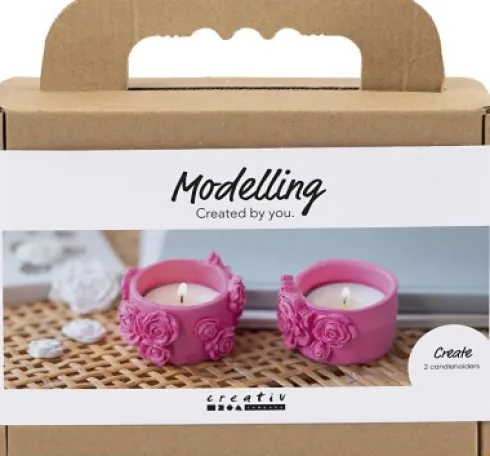 Mini DIY Kit Modellering - Fyrfadsstager - Pink