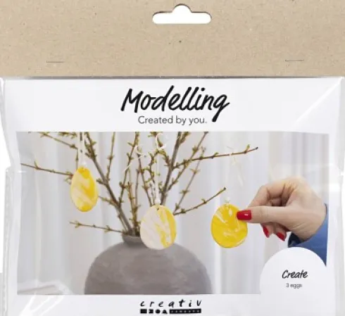 Mini DIY Kit Modellering - Æg - Lys Gul - Pastelfarver
