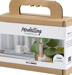 Mini DIY Kit Modellering - Lysestager Med Konkylier - Off White