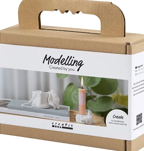 Mini DIY Kit Modellering - Lysestager Med Konkylier - Off White