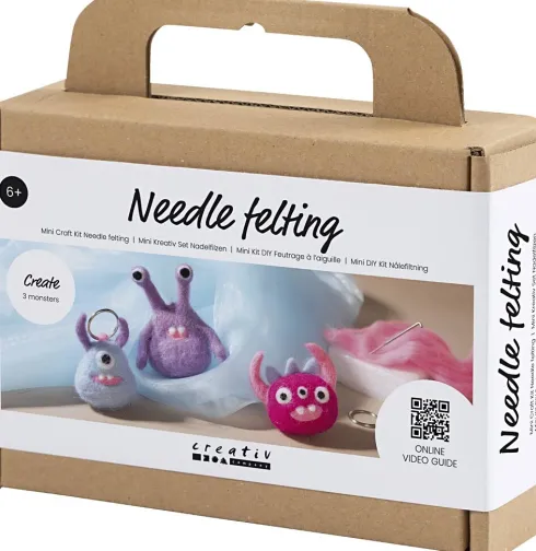 Mini DIY Kit Nålefiltning - Monster - Assorterede Farver