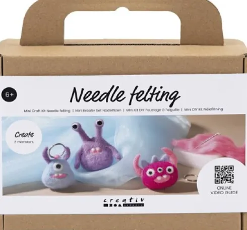 Mini DIY Kit Nålefiltning - Monster - Assorterede Farver