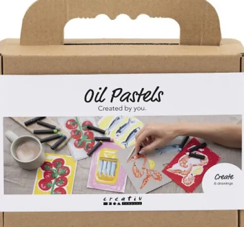 Mini DIY Kit Oliepastel - Fisk Og Skaldyr - Grå - Hvid
