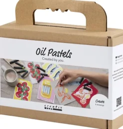 Mini DIY Kit Oliepastel - Fisk Og Skaldyr - Grå - Hvid