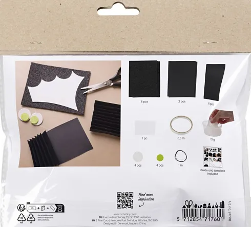 Mini DIY Kit Papirpynt - Flagermus - Sort - Hvid - 1Pk