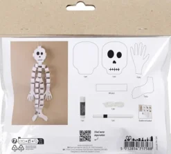 Mini DIY Kit Papirpynt - Skelet - Sort/Hvid - 1Pk
