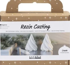 Mini DIY Kit Resin Støbning - Juletræer - Hvid - 1Pk