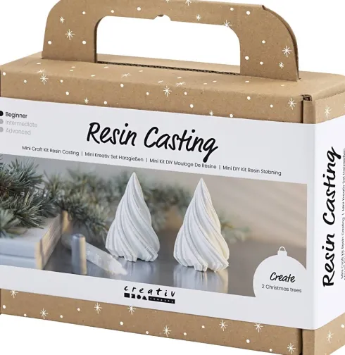 Mini DIY Kit Resin Støbning - Juletræer - Hvid - 1Pk