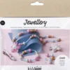 Mini DIY Kit Smykker - Halskæde - Armbånd - Spænder - Broche - Blå - Lys Blå - Pastelpink - 1Pk