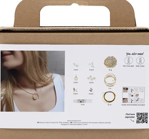 Mini DIY Kit Smykker - Halskæde Med Wirevedhæng - Forgyldt