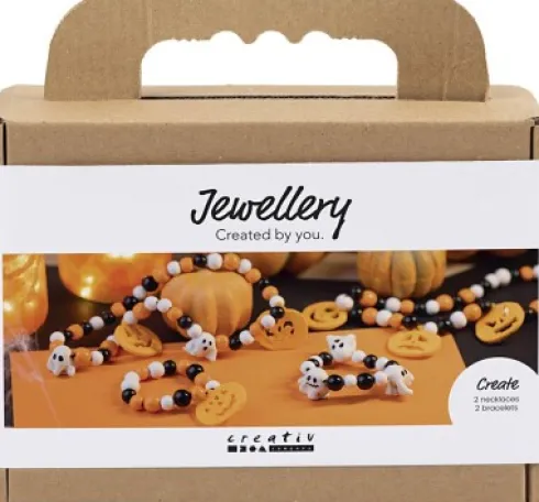 Mini DIY Kit Smykker - Halskæde Og Armbånd - Halloweenfarver