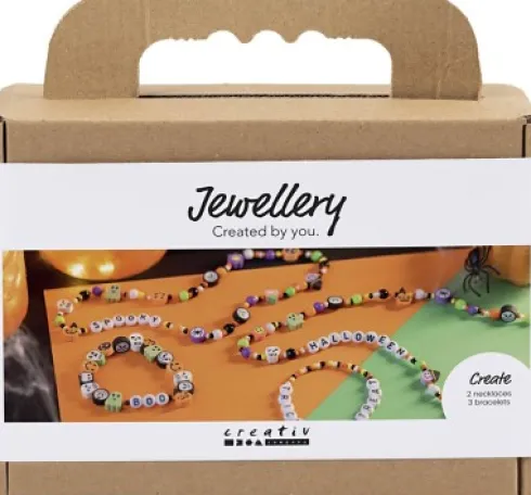 Mini DIY Kit Smykker - Halskæder Og Armbånd - Halloweenfarver