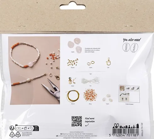 Mini DIY Kit Smykker - Rosakvartshalskæde Og -Armbånd
