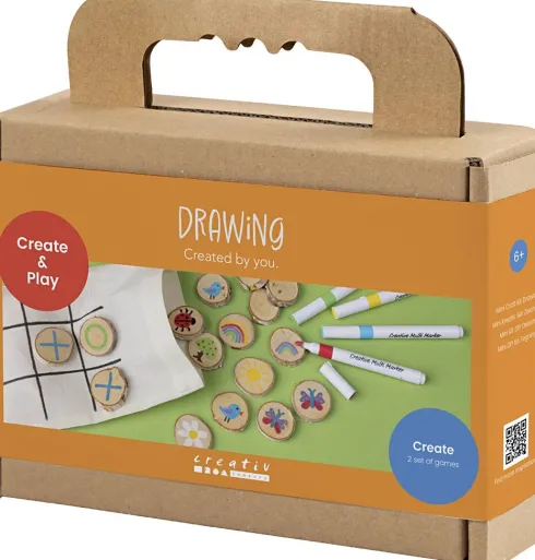 Mini DIY Kit Tegning - Vendespil Og Tre-På-Stribe - Assorterede Farver