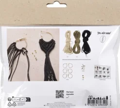 Mini DIY Macramé Kit - Øreringe - Sort - Olivenbrun - Sand