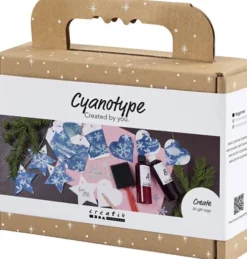 Mini Kreativt Sæt - Cyanotypi - Gavemærker - Blå - Sølv