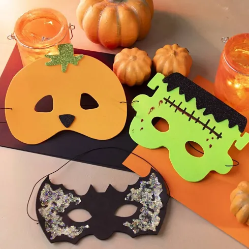 Mini Kreativt Sæt - Uhyggelig Udklædning - Masker - Halloweenfarver