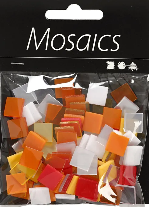 Minimosaik - Str. 10X10 MM - Tykkelse 2 MM - Rød/Orange Harmoni - 25 G