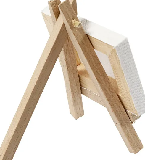Ministaffeli Med Lærred - H 11,5 CM - B 8 CM - Str. 8X6X1 CM - Hvid - 1 Stk