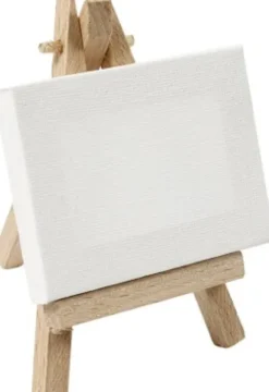 Ministaffeli Med Lærred - H 11,5 CM - B 8 CM - Str. 8X6X1 CM - Hvid - 1 Stk