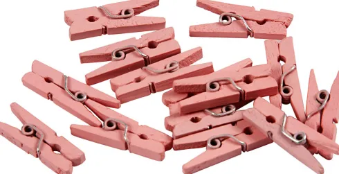 Minitøjklemme - L 25 MM - B 3 MM - Lyserød - 36 Stk