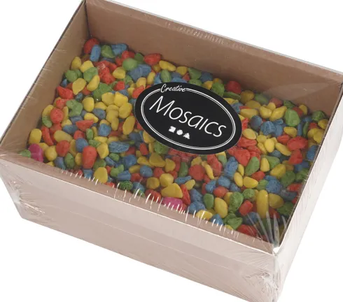 Mosaiksten - Str. 8-10 MM - Tykkelse 5 MM - Stærke Farver - 2 KG