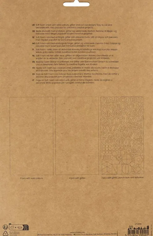 Mosgummi Ark - Str. 14X25 CM - Tykkelse 2 MM - Naturfarver - 12 Ark