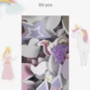 Mosgummi Klistermærker - Hjerte - Prinsesse - Enhjørning - Selvklæbende - Str. 13-50 MM - Lilla/Pink Harmoni - 150 Stk