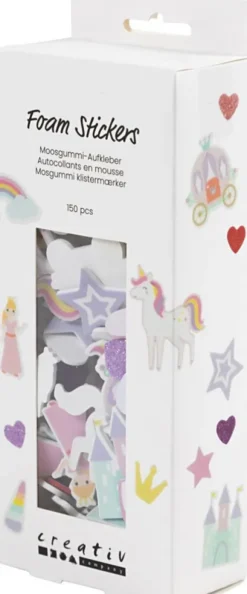 Mosgummi Klistermærker - Hjerte - Prinsesse - Enhjørning - Selvklæbende - Str. 13-50 MM - Lilla/Pink Harmoni - 150 Stk
