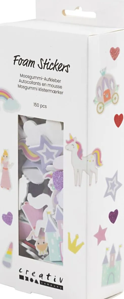 Mosgummi Klistermærker - Hjerte - Prinsesse - Enhjørning - Selvklæbende - Str. 13-50 MM - Lilla/Pink Harmoni - 150 Stk