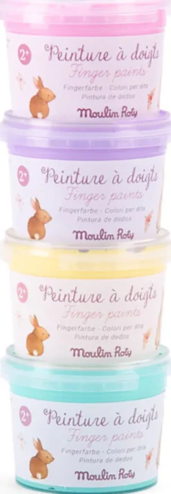 Moulin Roty - Pastel Fingermaling Til Børn - 4X100 G - Les Rosalies