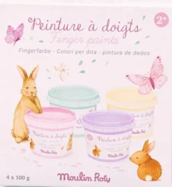 Moulin Roty - Pastel Fingermaling Til Børn - 4X100 G - Les Rosalies