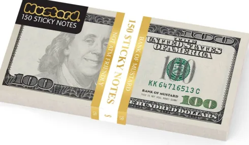 Mustard - Cash Sticky Notes - 3 Inches By 6 Inches